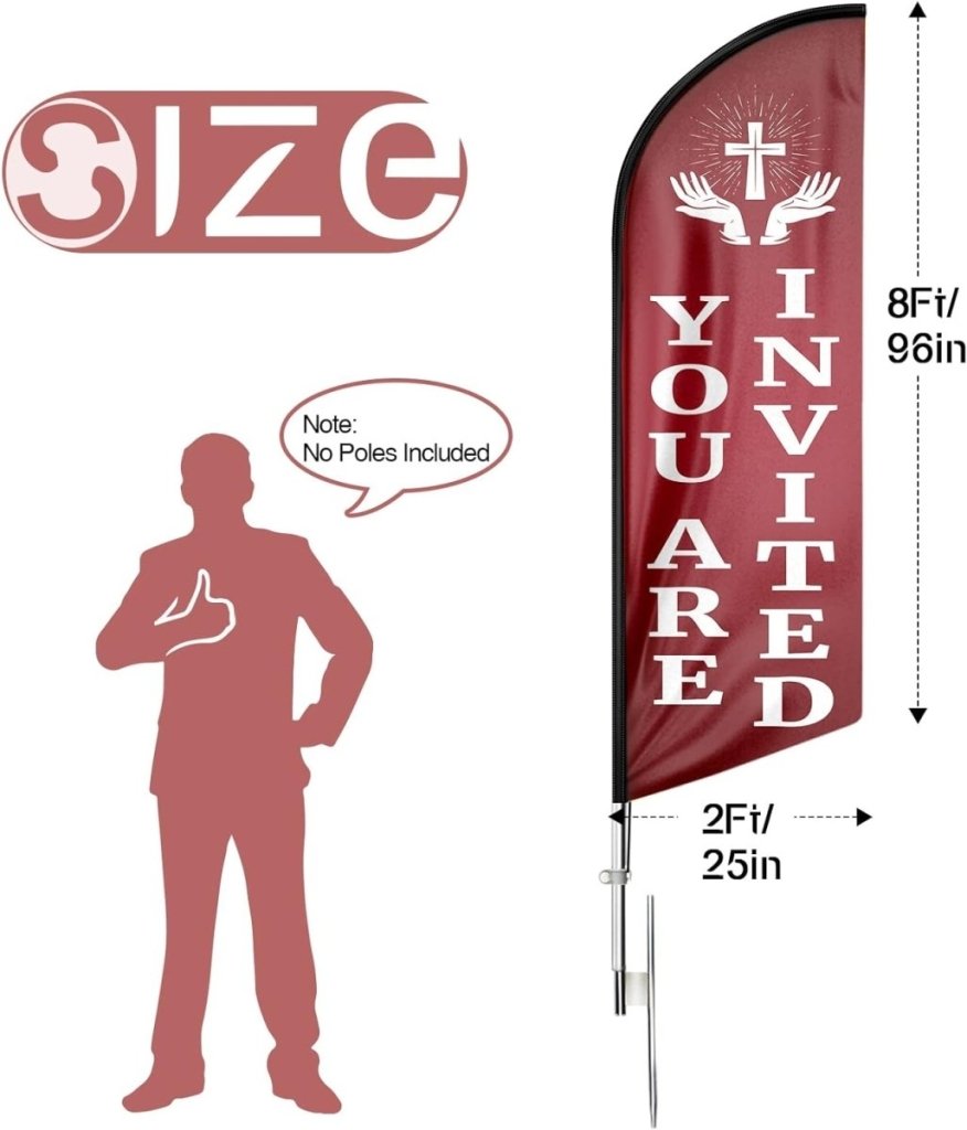 You Are Invited Feather Flag: Advertising Banner for "You Are Invited" (8ft Flagpole Not Included) - FSFlag