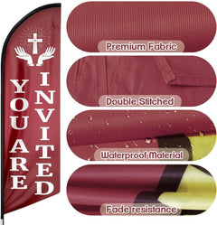 You Are Invited Feather Flag: Advertising Banner for "You Are Invited" (8ft Flagpole Not Included) - FSFlag