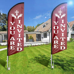 You Are Invited Feather Flag: Advertising Banner for "You Are Invited" (8ft Flagpole Not Included) - FSFlag