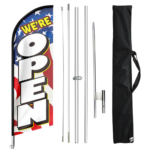 FSFLAG 11FT Open Flags For Business-Feather Flag Pole Kit